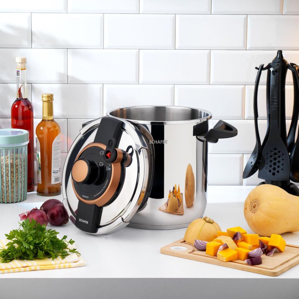 Schafer Optima Düdüklü Tencere 11 L-Siyah/Bakır