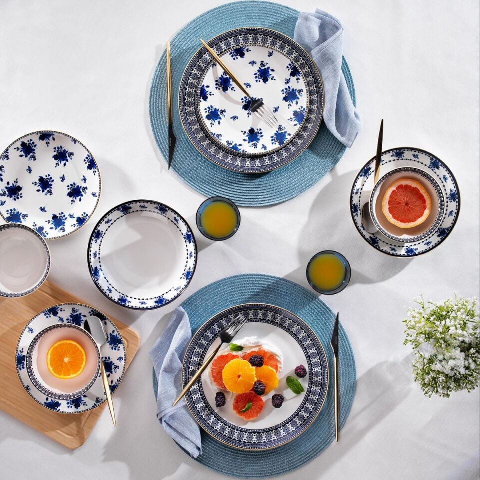Schafer Melina Porselen Yemek Takımı 24 Parça-Lacivert