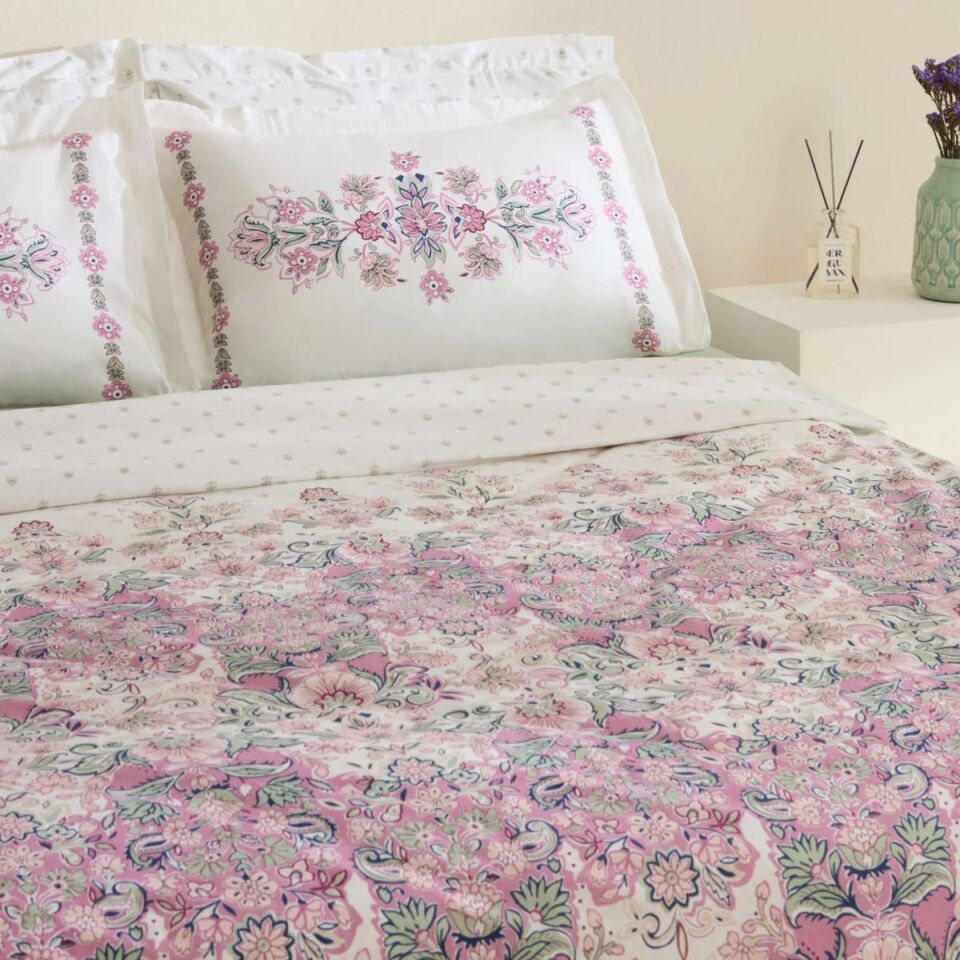 Karaca Home Arney %100 Pamuk Çift Kişilik Nevresim Takımı Pembe