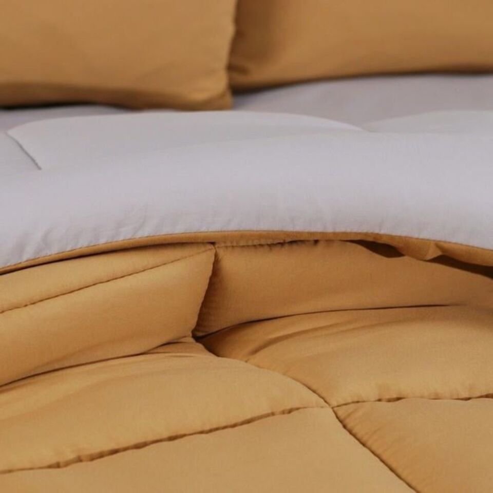 Schafer Home Softy Comfort Yorgan Seti 4 Parça-Gri/Hardal