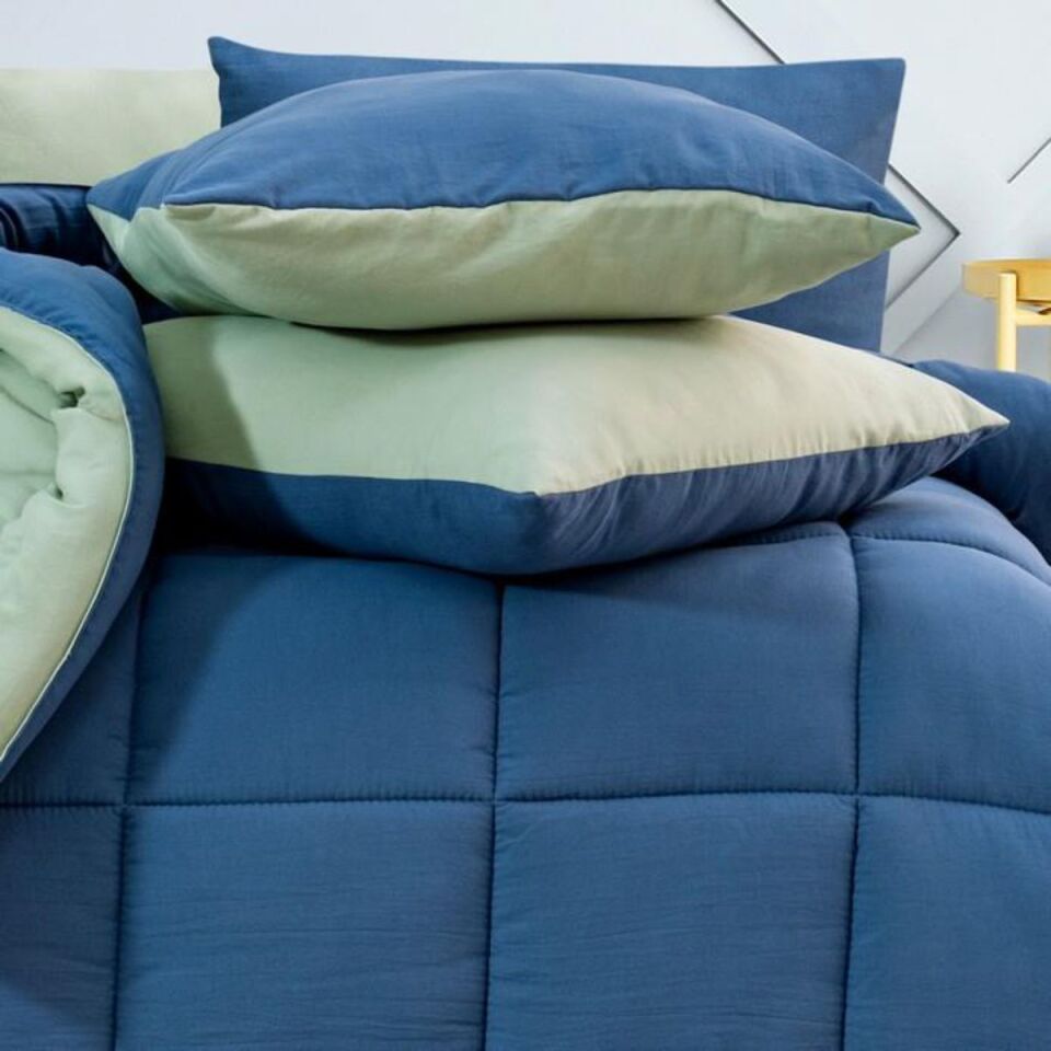 Schafer Home Softy Comfort Yorgan Seti 4 Parça-İndigo/Su Yeşili