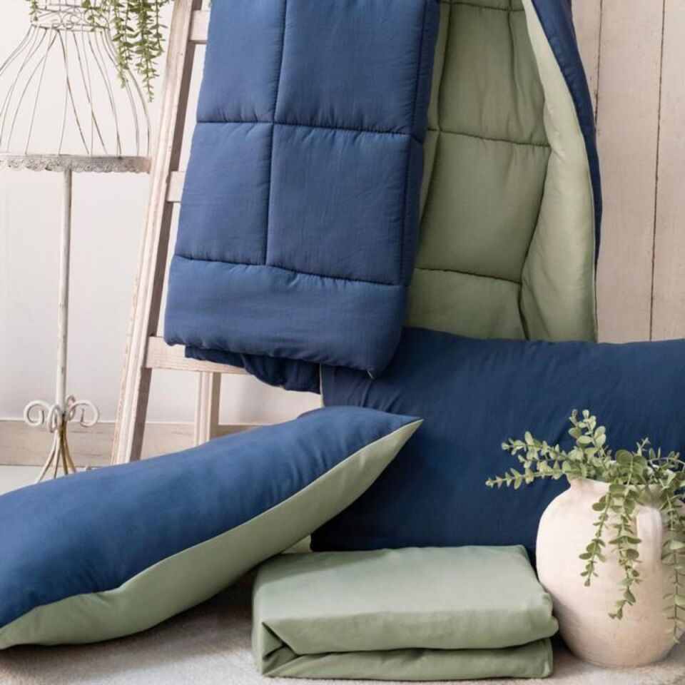 Schafer Home Softy Comfort Yorgan Seti 4 Parça-İndigo/Su Yeşili