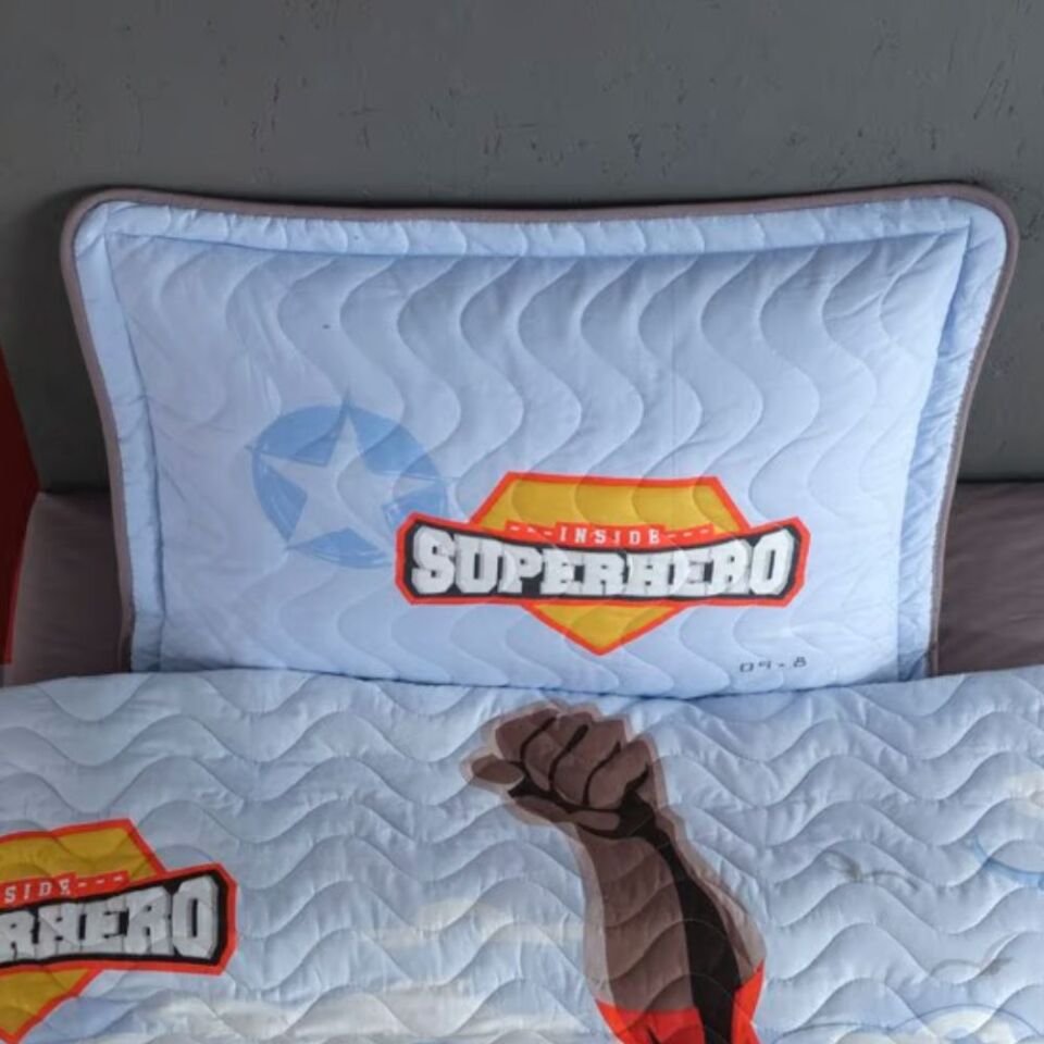 Aran Clasy Ranforce Yatak Örtüsü Seti Tek Kişilik Superhero  V1 Gri