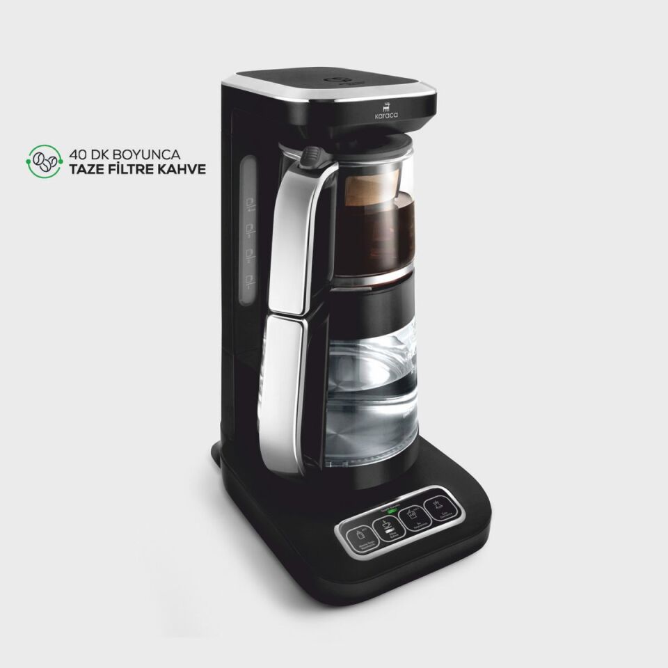 Karaca Çaysever Robotea Cam Demlikli Çay Makinesi Krom