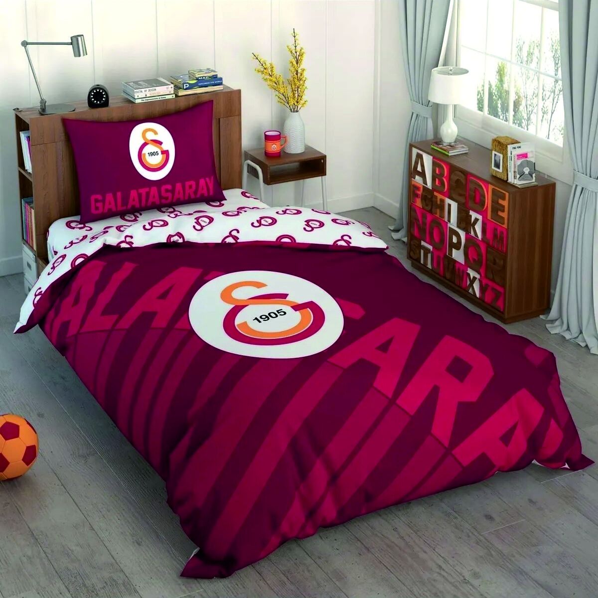 Taç Lisanslı Brf Nevresim Takımı Galatasaray  Kırmızı Logo