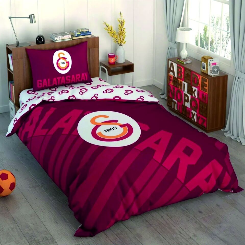 Taç Lisanslı Brf Nevresim Takımı Galatasaray  Kırmızı Logo