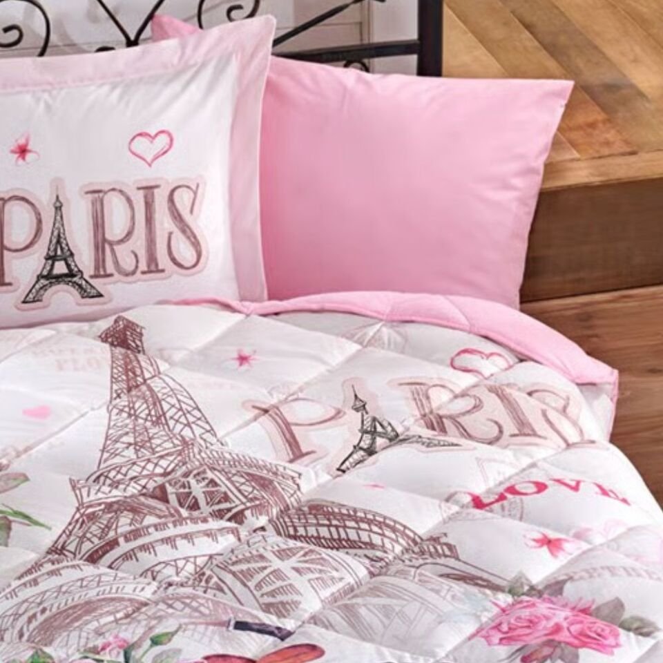 Aran Clasy Ranforce %100 Pamuk Tek Kişilik Uyku Seti Paris Love V1 Pembe