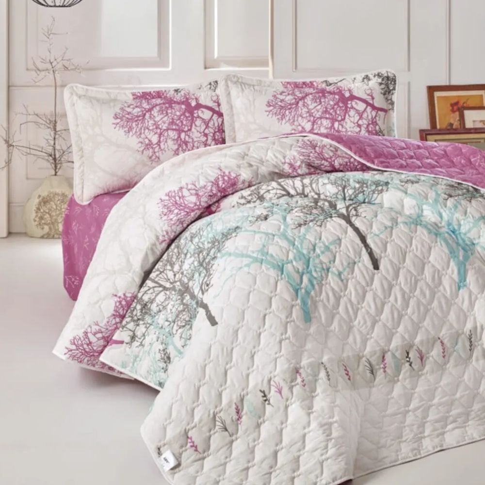 Aran Clasy Midas Lila Kapitone Pamuk Tek Kişilik Yatak Örtüsü Takımı