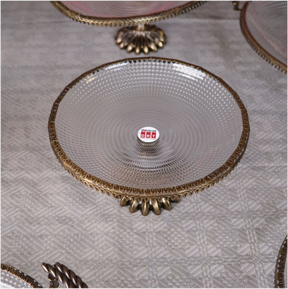 DRT*6313  OTTOMAN 21,5X21,5 CM LÜKS AYAKLI ESKİTME TELLİ SUNUMLUK