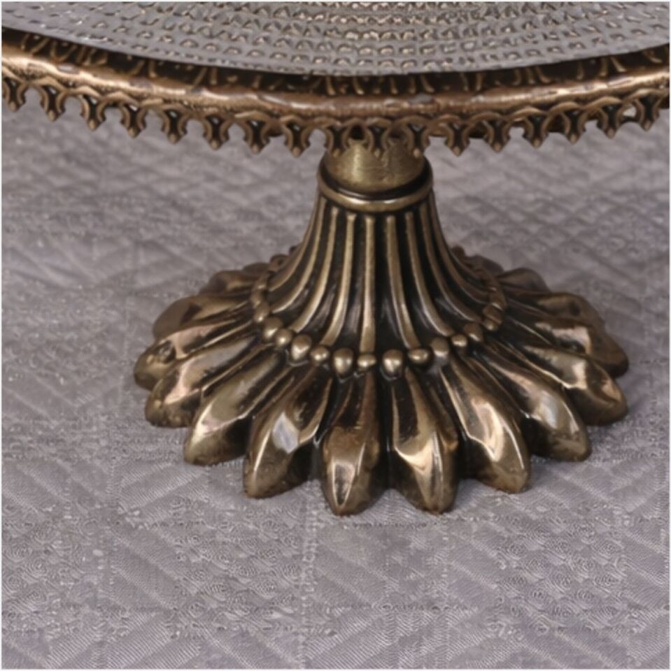 DRT*6318  OTTOMAN 27 CM LÜKS AYAKLI ESKİTME TELLİ SUNUMLUK