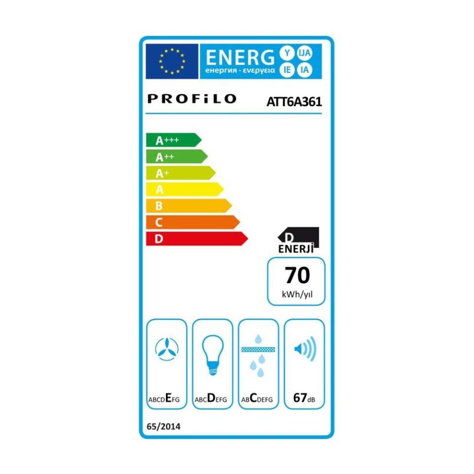 Profilo ATT6A361 Siyah Sürgülü Aspiratör