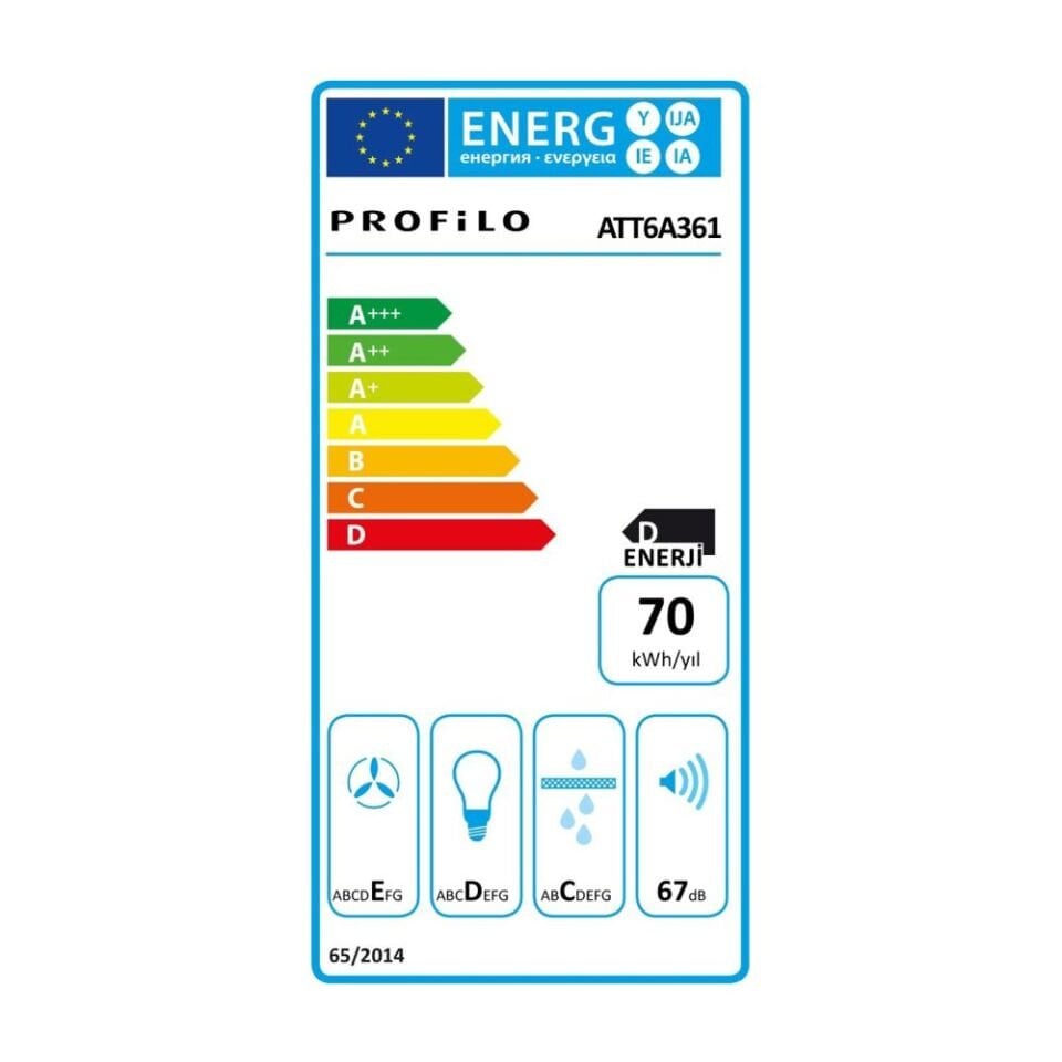 Profilo ATT6A361 Siyah Sürgülü Aspiratör