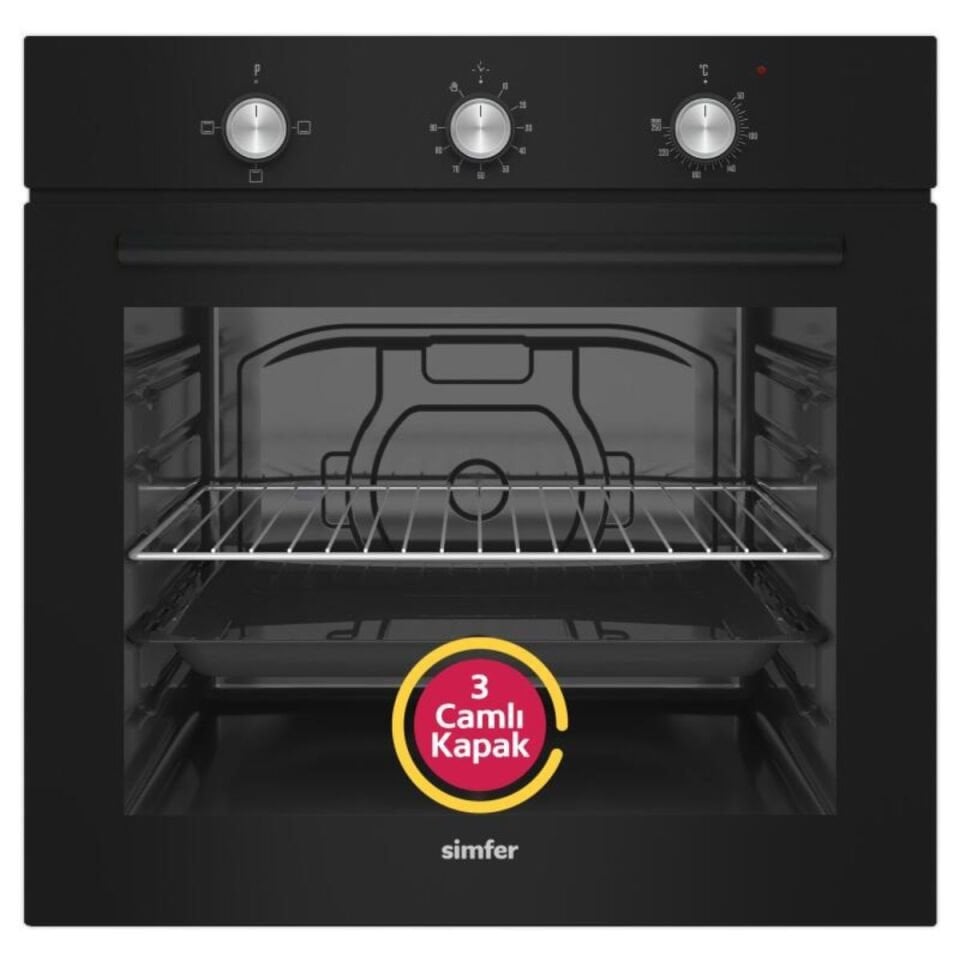 Simfer Dıamond Ankastre Siyah  Set (Sb-8201 Fırın + 3046 Ocak + Sd-8721 Davlumbaz)