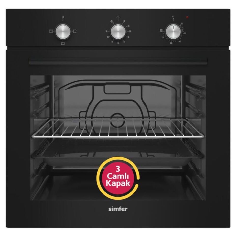 Simfer Dıamond Ankastre Siyah  Set (Sb-8201 Fırın + 3046 Ocak + Sd-8721 Davlumbaz)