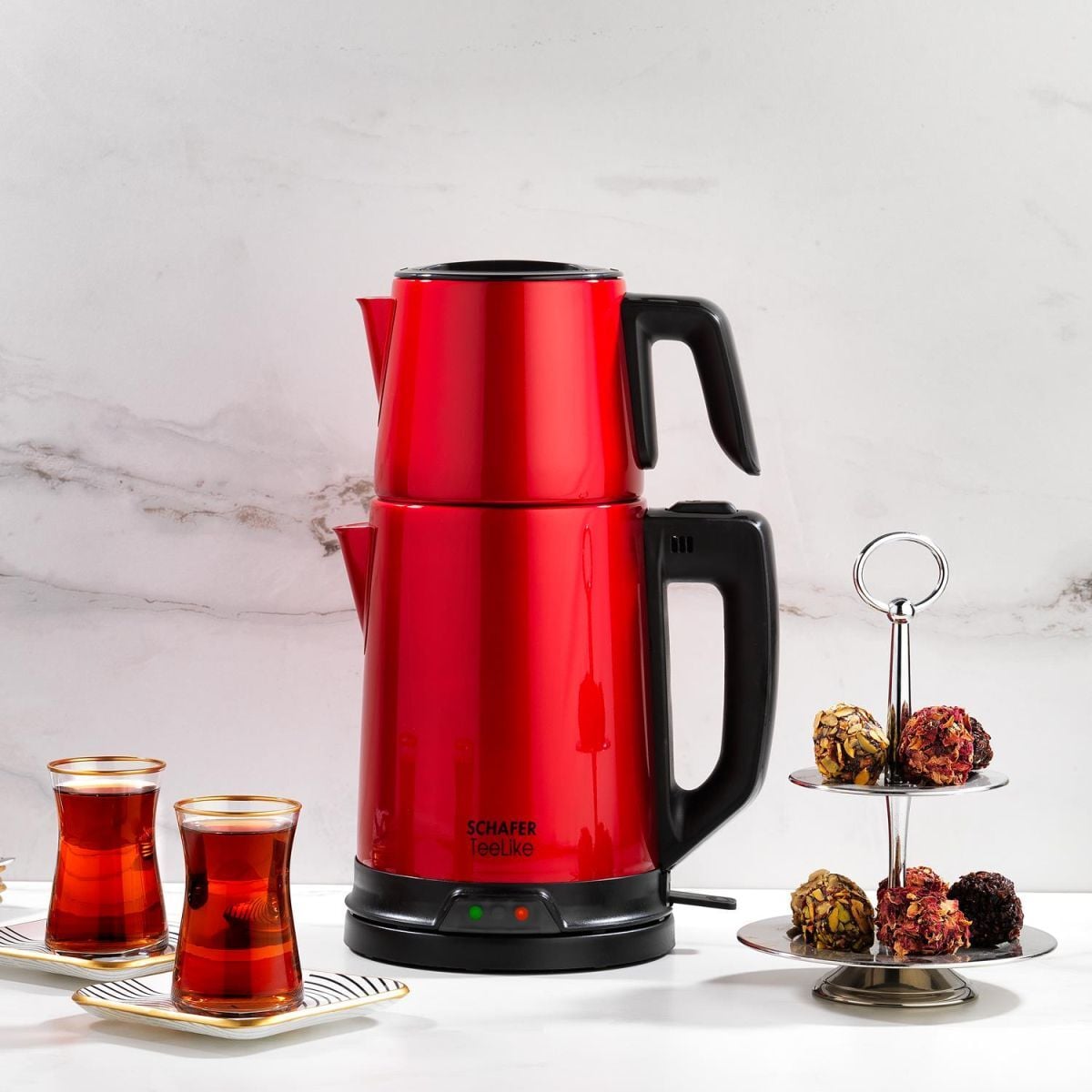 Schafer TeeLike Paslanmaz Çelik Çay Makinesi-Kırmızı