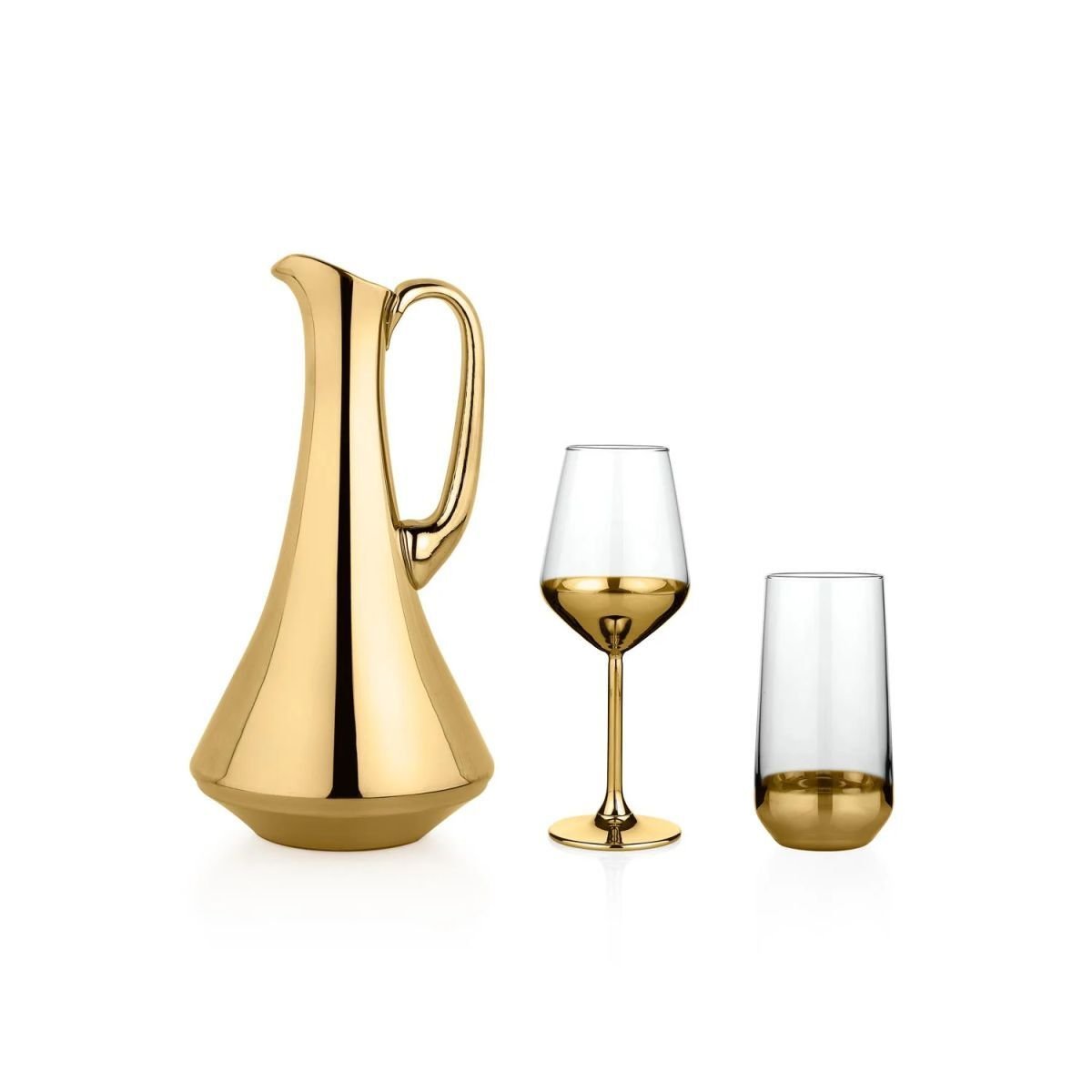 Schafer Alles Cam Bardak Seti 25 Parça-Altın