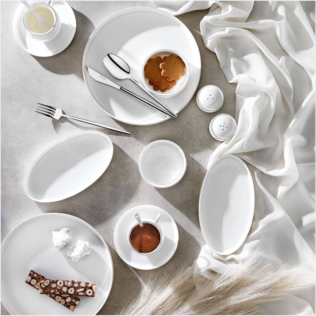 SCHAFER SUPERFİNE BONE LUMİERE KAHVALTI TAKIMI 32 PARÇA PLATİN