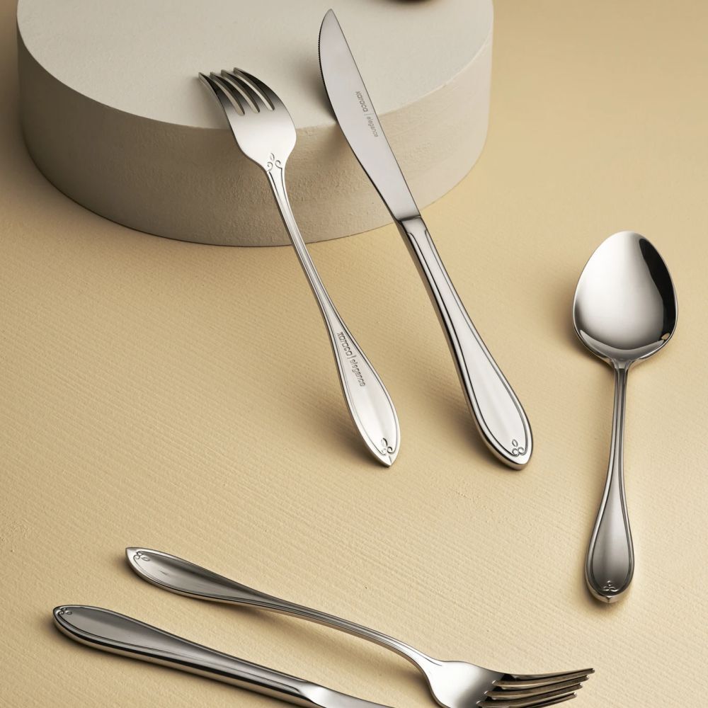 Karaca French Rose Platin 84 Parça 12 Kişilik Çatal Kaşık Bıçak Takımı