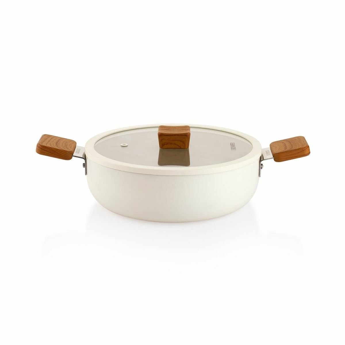 Schafer Ceramoni Seramik Basık Tencere 24Cm - Krem