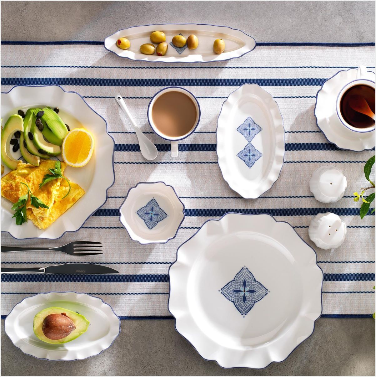 SCHAFER FİORA KAHVALTI TAKIMI 32 PARÇA-LACİVERT