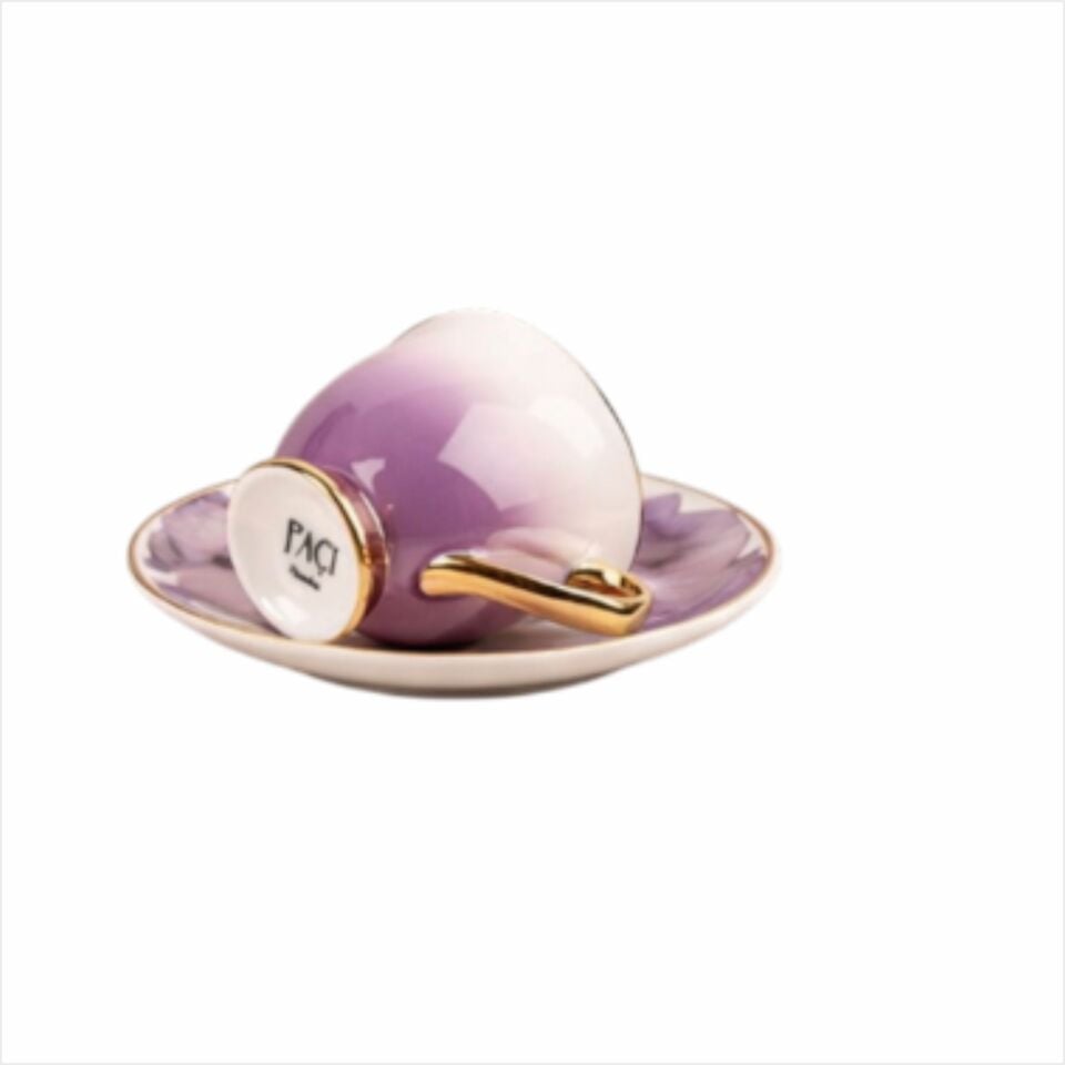 ŞENER  P/POR-101757PAÇİ-ORCHID ÇİÇEKLİ YALDIZLI KAHVE FİNCAN