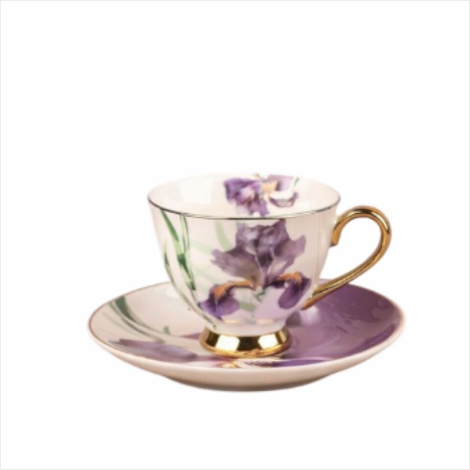ŞENER  P/POR-101757PAÇİ-ORCHID ÇİÇEKLİ YALDIZLI KAHVE FİNCAN