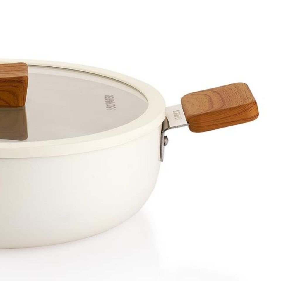 Schafer Ceramoni Seramik Basık Tencere 28Cm - Krem