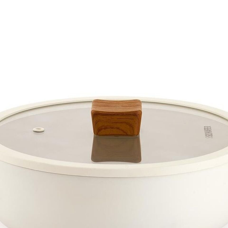 Schafer Ceramoni Seramik Basık Tencere 30 Cm -Krem