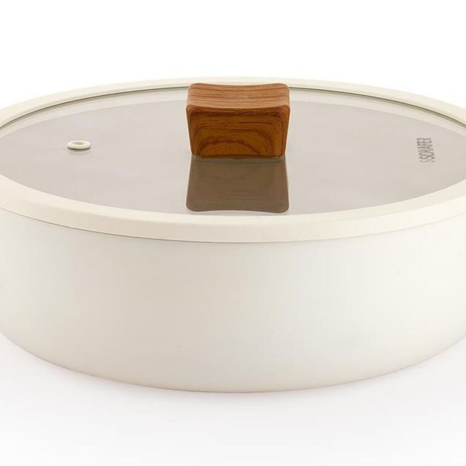 Schafer Ceramoni Seramik Basık Tencere 30 Cm -Krem