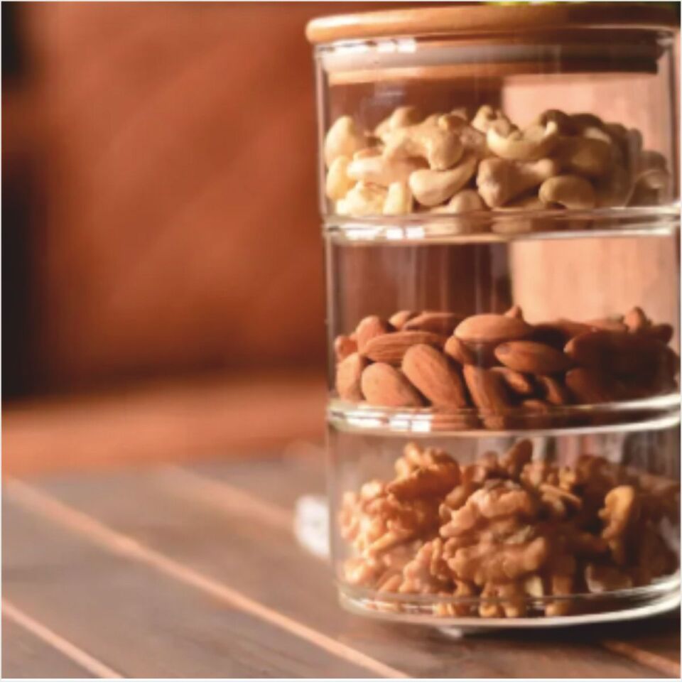 Bambum  Tade - 3 Katlı Cam Saklama Kabı