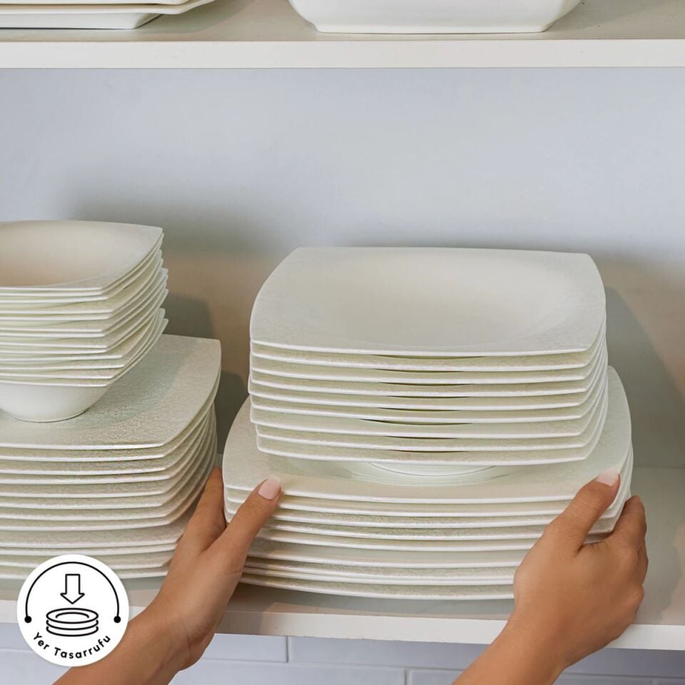 Karaca 62 Parça Fıne Pearl Helen Kare Yemek Takımı