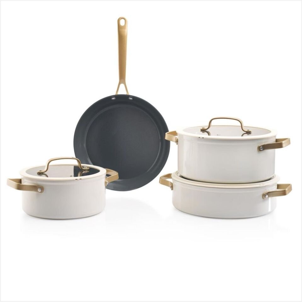 SCHAFER SAPPHİRE SERAMİK TENCERE SETİ 7 PARÇA-BEYAZ/GOLD