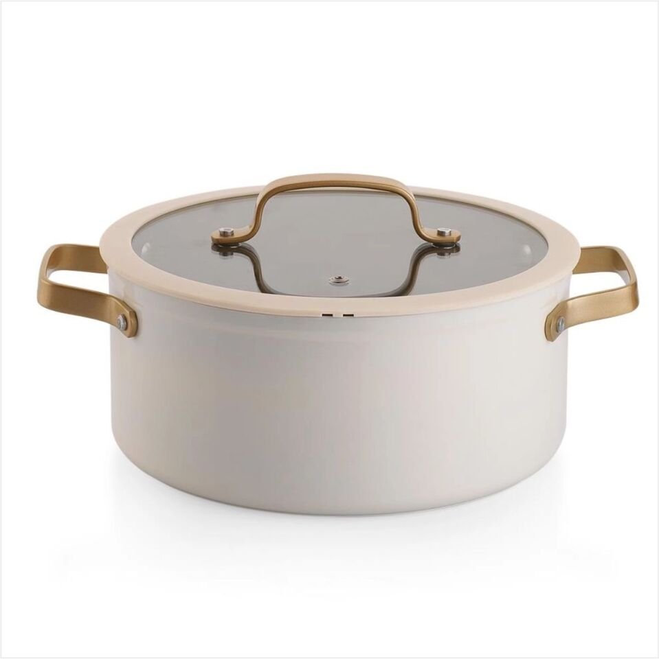 SCHAFER SAPPHİRE SERAMİK TENCERE SETİ 7 PARÇA-BEYAZ/GOLD