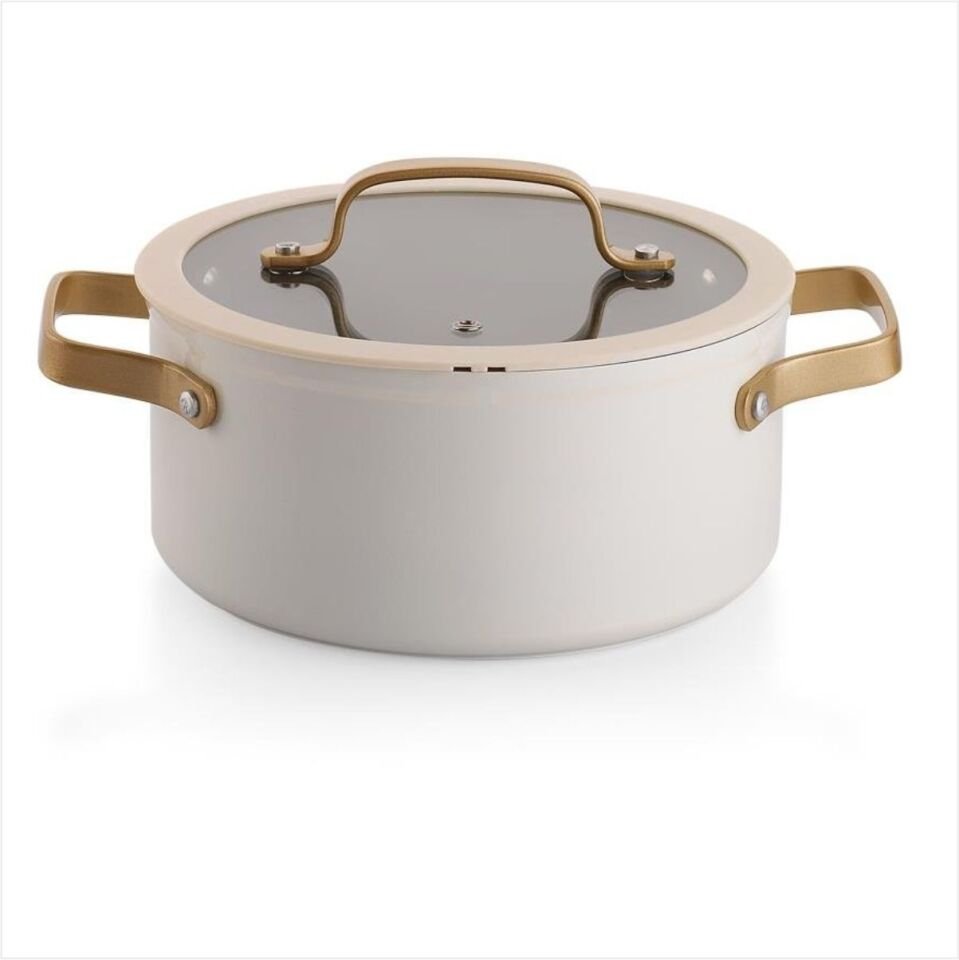 SCHAFER SAPPHİRE SERAMİK TENCERE SETİ 7 PARÇA-BEYAZ/GOLD