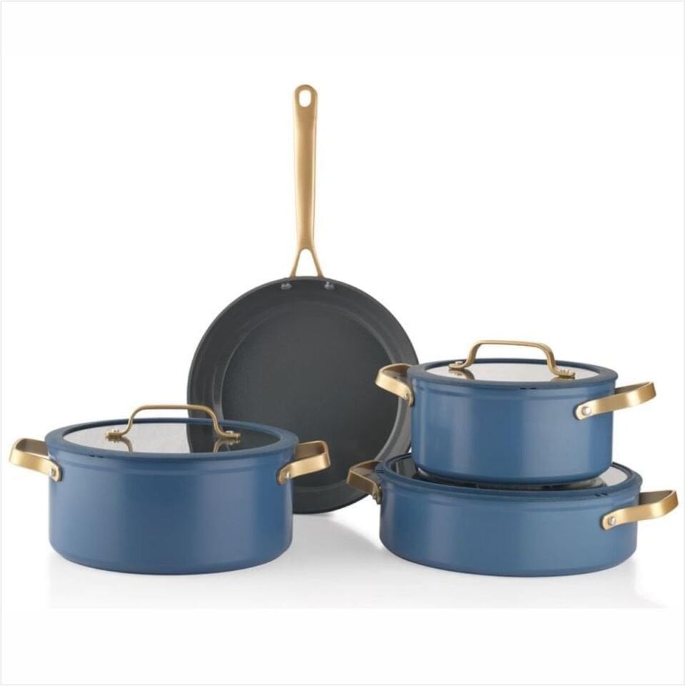 SCHAFER SAPPHİRE SERAMİK TENCERE SETİ 7 PARÇA-MAVİ/GOLD