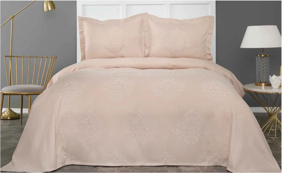 Karaca Home Amelie Bej Çift Kişilik Yatak Örtüsü Set