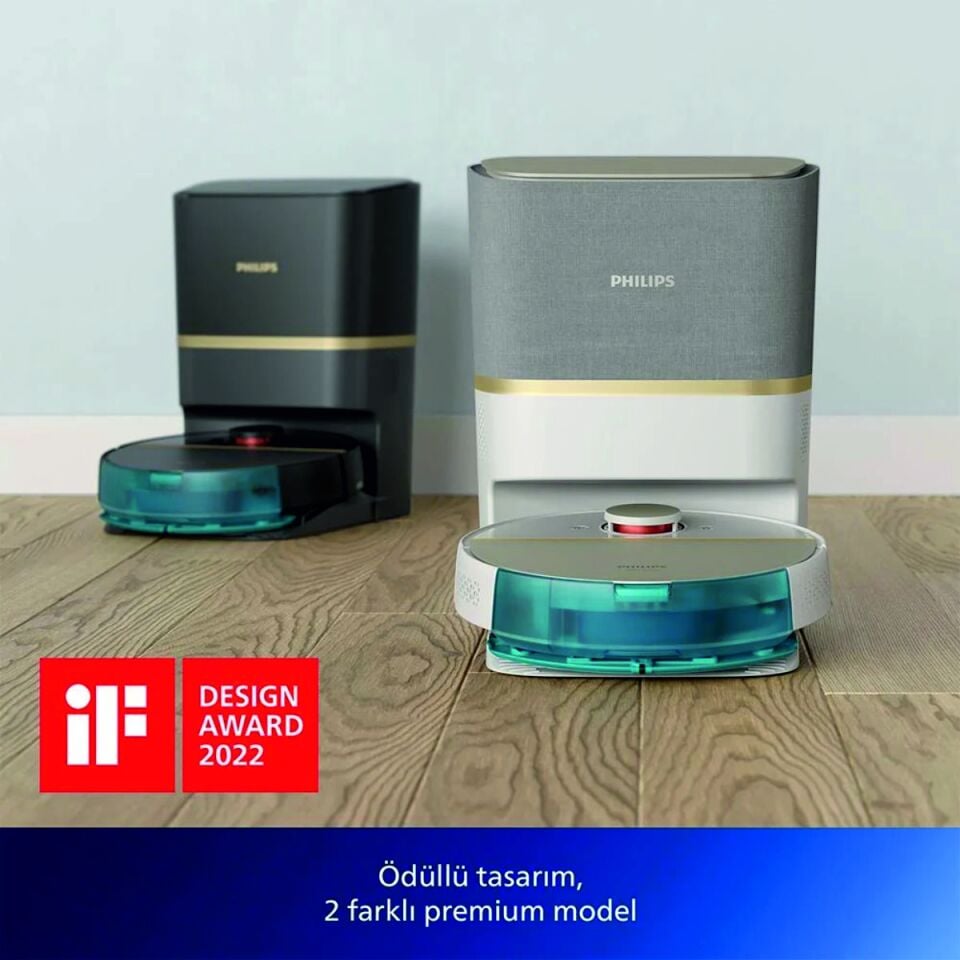 Philips HomeRun 7000 Serisi Aqua XU7100/02 Çöp İstasyonlu Beyaz Gold Akıllı Robot Süpürge