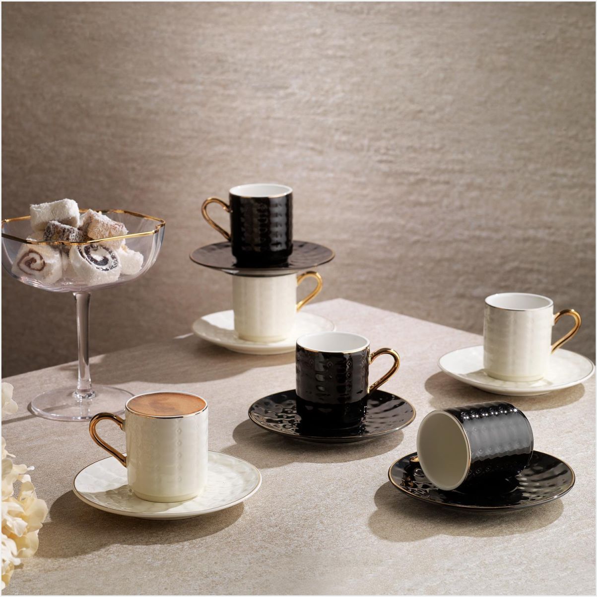 SCHAFER GLOSSY 6 KİŞİLİK KAHVE FİNCAN TAKIMI 12 PARÇA-ASORTİ01