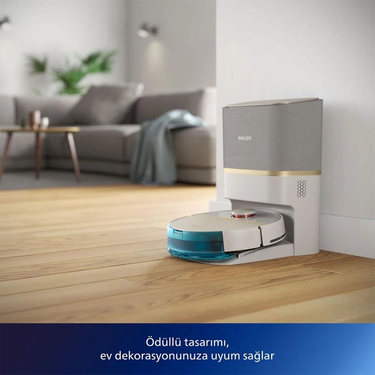 Philips HomeRun 7000 Serisi Aqua XU7100/02 Çöp İstasyonlu Beyaz Gold Akıllı Robot Süpürge