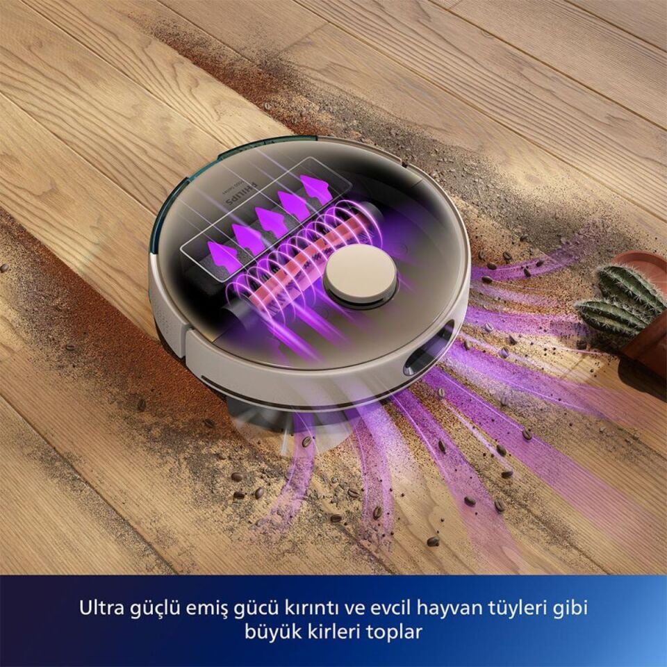 Philips HomeRun 7000 Serisi Aqua XU7100/02 Çöp İstasyonlu Beyaz Gold Akıllı Robot Süpürge