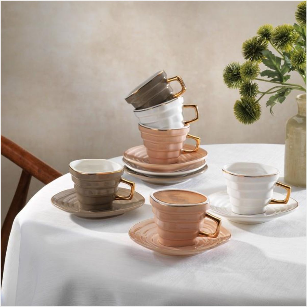 SCHAFER VOGUE 6 KİŞİLİK KAHVE FİNCAN TAKIMI-12 PARÇA-ASORTİ08