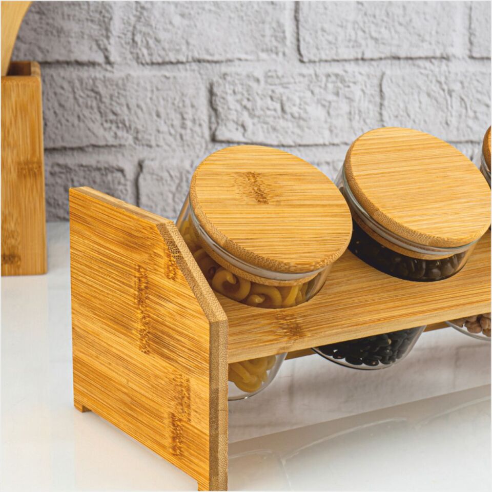 Bambum  Tier - 5 Parça Tek Katlı Standlı Baharatlık Büyük