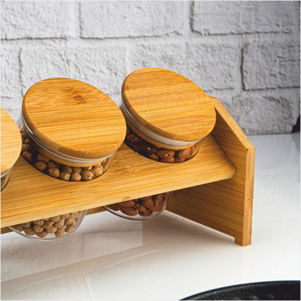 Bambum  Tier - 5 Parça Tek Katlı Standlı Baharatlık Büyük