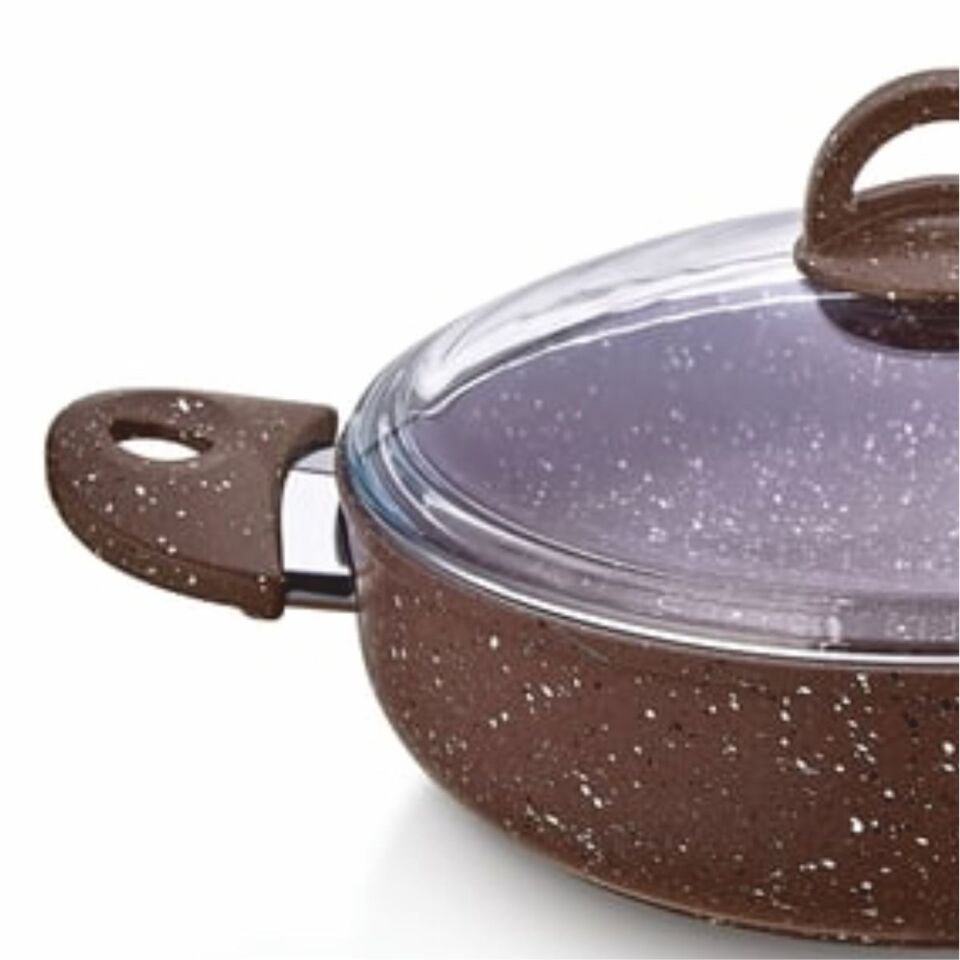 Safınox 30 Cm Karnıyarık Granit Tencere-Kahve