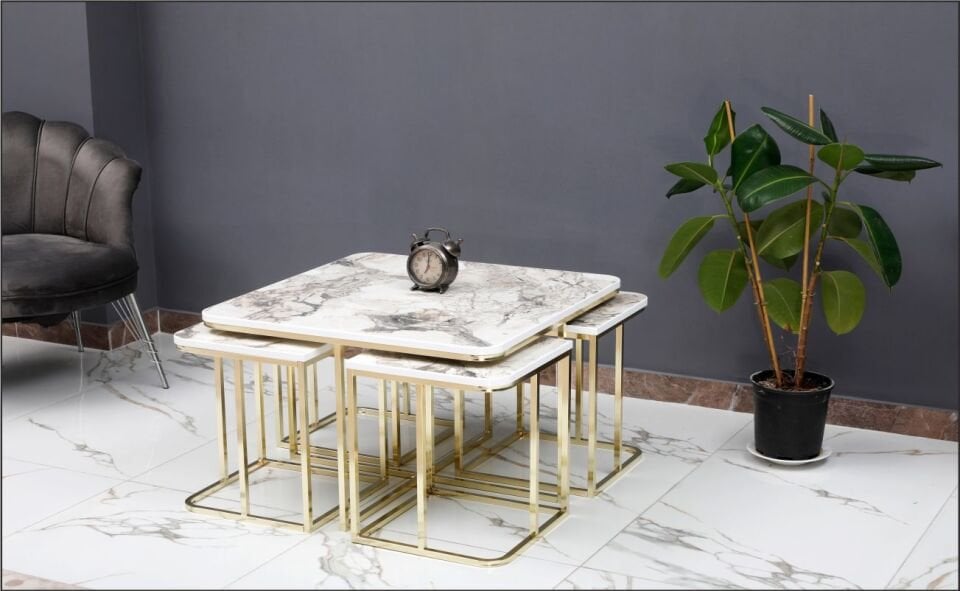 Odabaşı Yaşam 4+1 Sehpa Karara Gold Krem