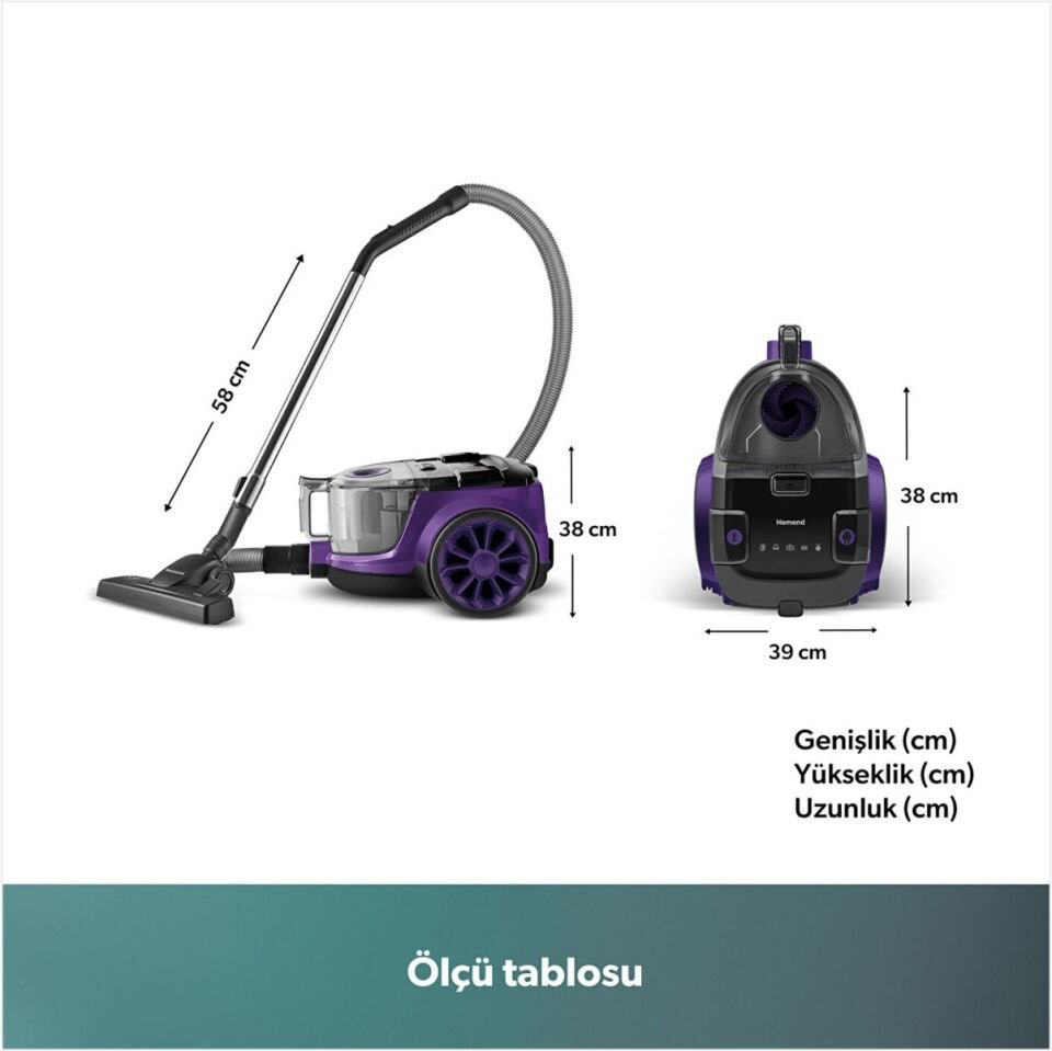 KARACA HOMEND DUSTRİDER 1255H YATAY SÜPÜRGE MOR SİYAH