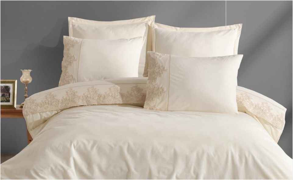 Aran Clasy Ranforce %100 Pamuk Butik Çift Kişilik Uyku Seti Osela V2 Ekru