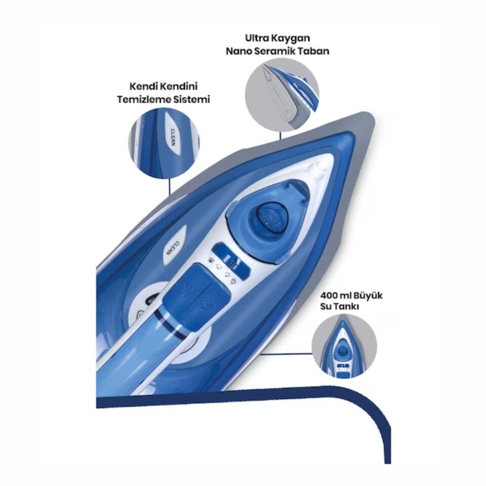 Goldmaster GM-7613M Maxipress Mavi 2200 W Buharlı Ütü