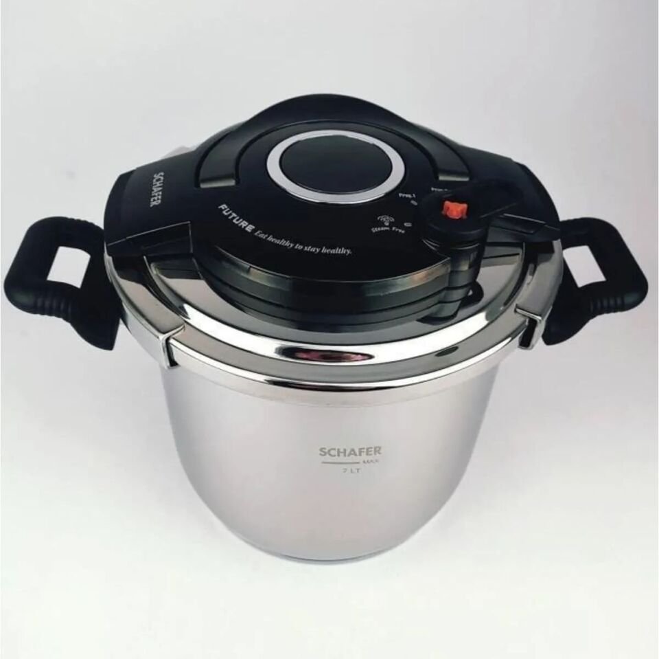 Schafer Cooky Düdüklü Tencere 7 L- Siyah/Füme