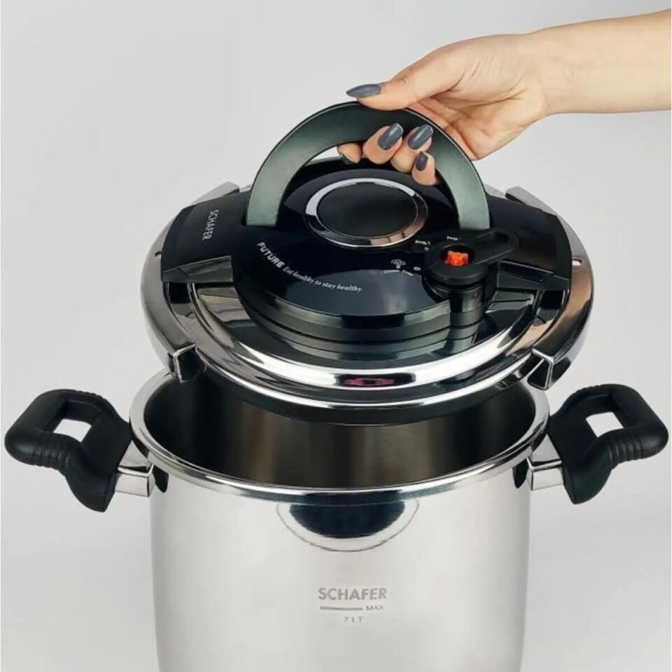 Schafer Cooky Düdüklü Tencere 7 L- Siyah/Füme